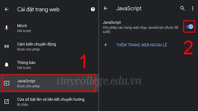 Hướng dẫn cách bật JavaScript trên trình duyệt Chrome 8