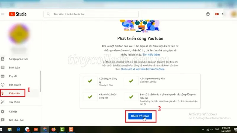 Hướng dẫn cách bật kiếm tiền trên YouTube đơn giản nhất 7