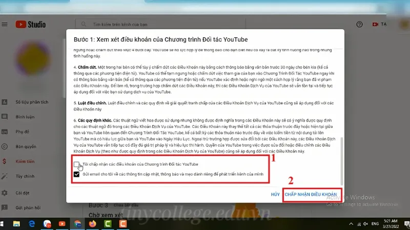 Hướng dẫn cách bật kiếm tiền trên YouTube đơn giản nhất 8