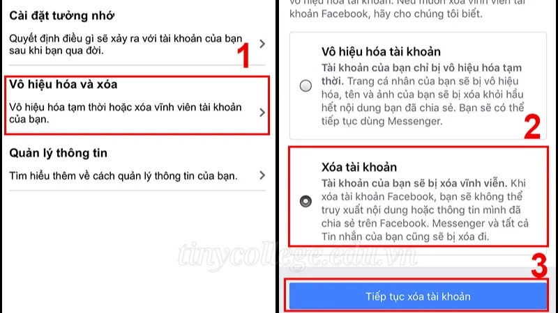 Cách xóa tài khoản Facebook trên điện thoại và máy tính 2