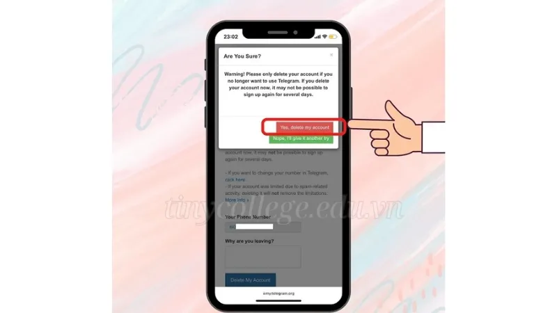 Hướng dẫn chi tiết cách xóa tài khoản Telegram vĩnh viễn 6