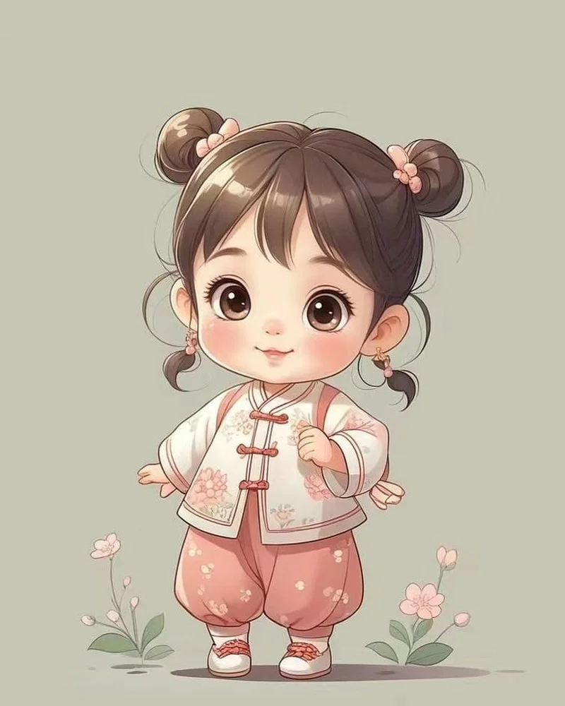 Hình ảnh chibi nữ dễ thương làm nổi bật nét ngộ nghĩnh và đáng yêu.