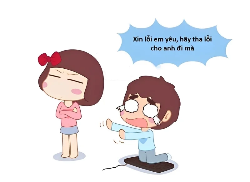 Meme với văn mẫu xin lỗi thật dễ thương, có thể làm đối phương nguôi giận.