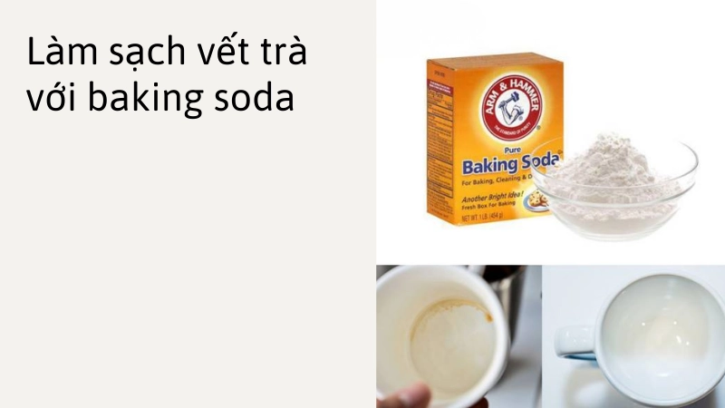Tẩy sạch vết trà trên ly sứ bằng baking soda