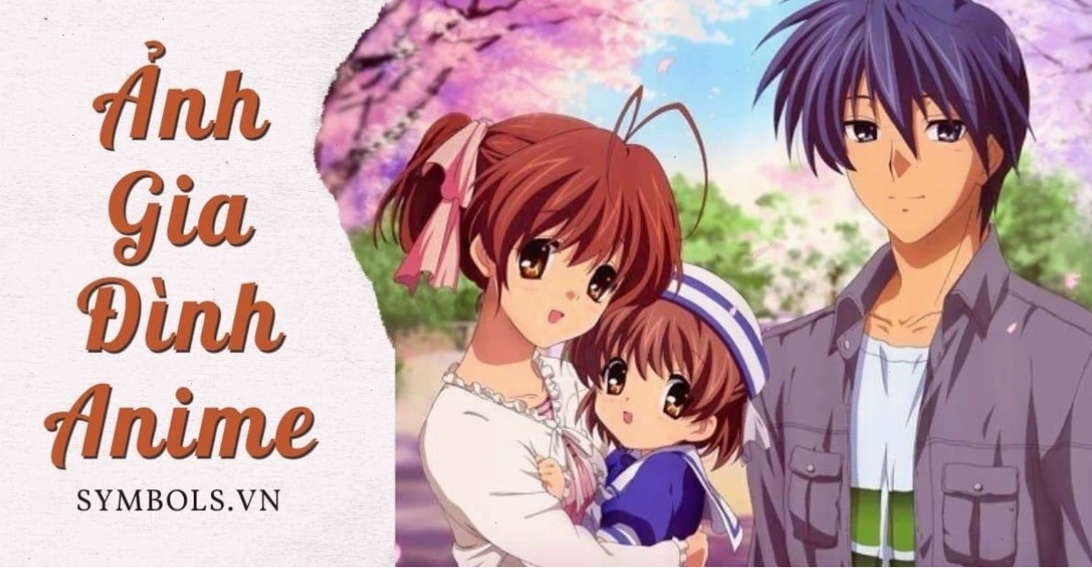 Ảnh anime gia đình 5 người với nét vẽ sống động và màu sắc tươi sáng