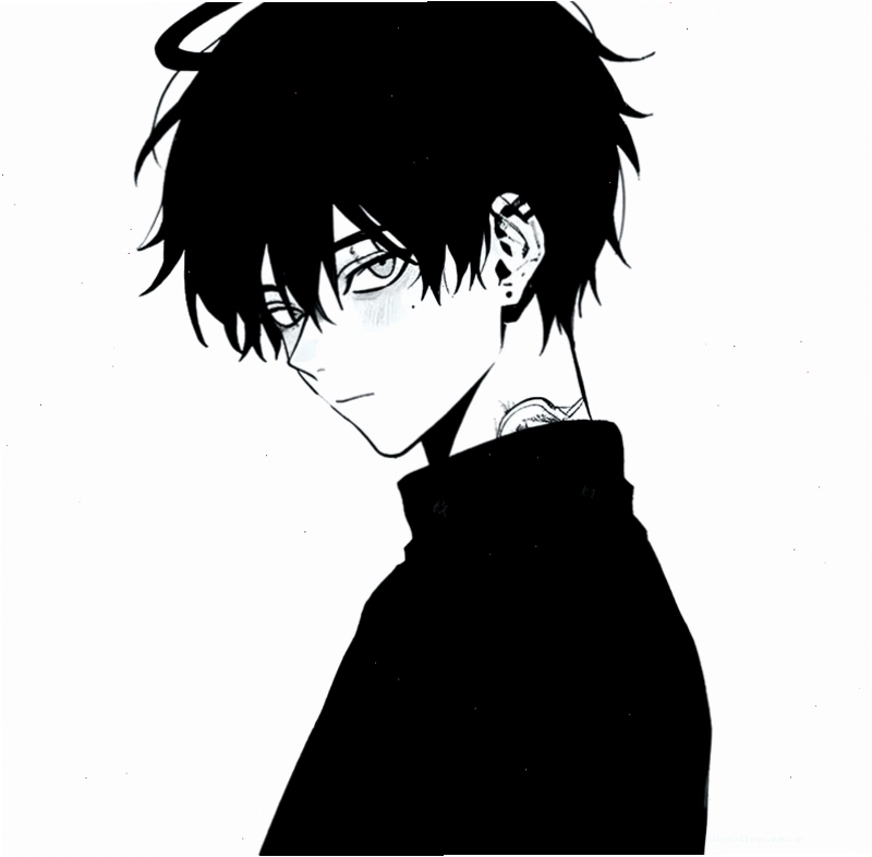 Ảnh anime nam ngầu lãng tử với phong thái lạnh lùng đen trắng