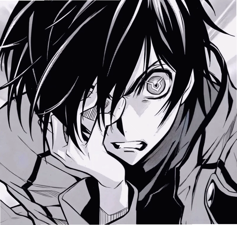 Ảnh anime nam với tone màu trắng đen chủ đạo