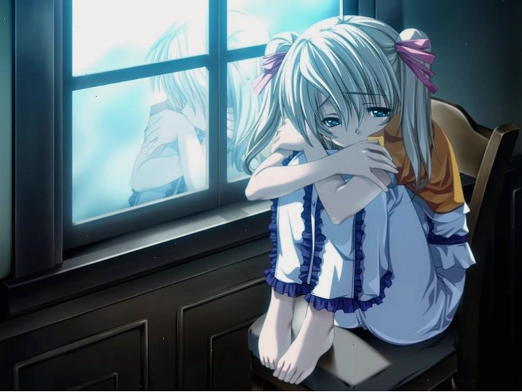 Ảnh anime nữ buồn ngồi khóc chất chứa nhiều tâm trạng