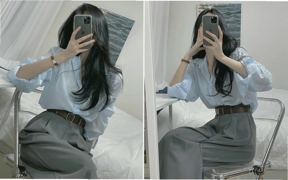 Ảnh gái xinh chụp ảnh trước gương với biểu cảm bí ẩn