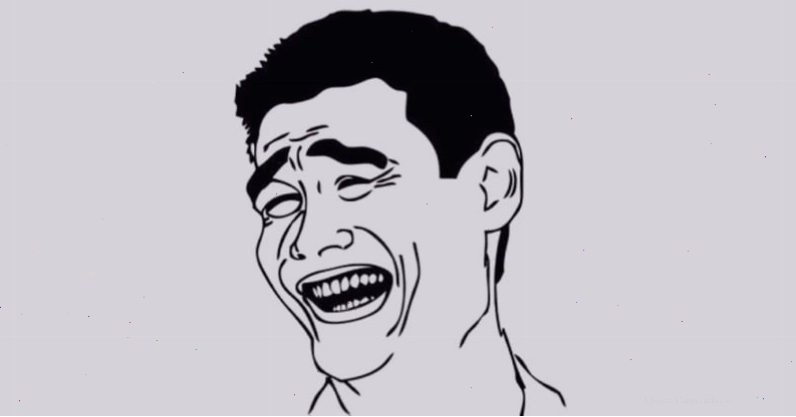 Ảnh meme cười sảng khoái thể hiện sự vui vẻ tột độ