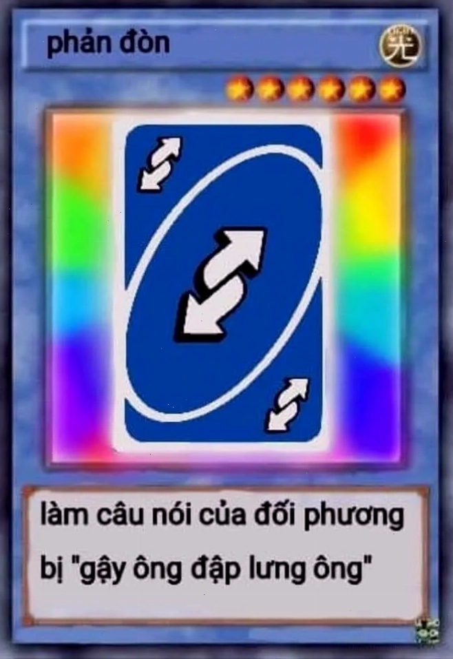 Ảnh meme thẻ bài Yugioh Phản Đòn thể hiện sự hài hước