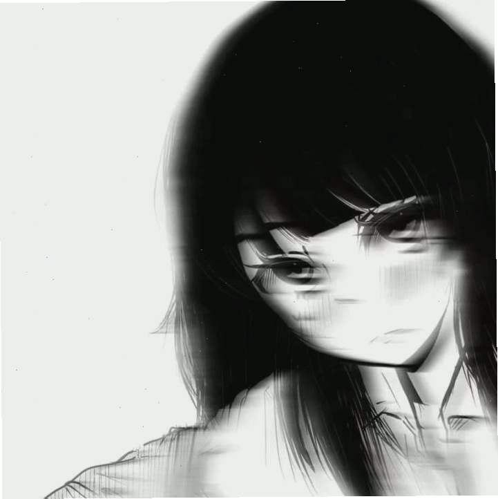 Ảnh profile nữ anime đen trắng làm nổi bật đôi mắt biểu cảm