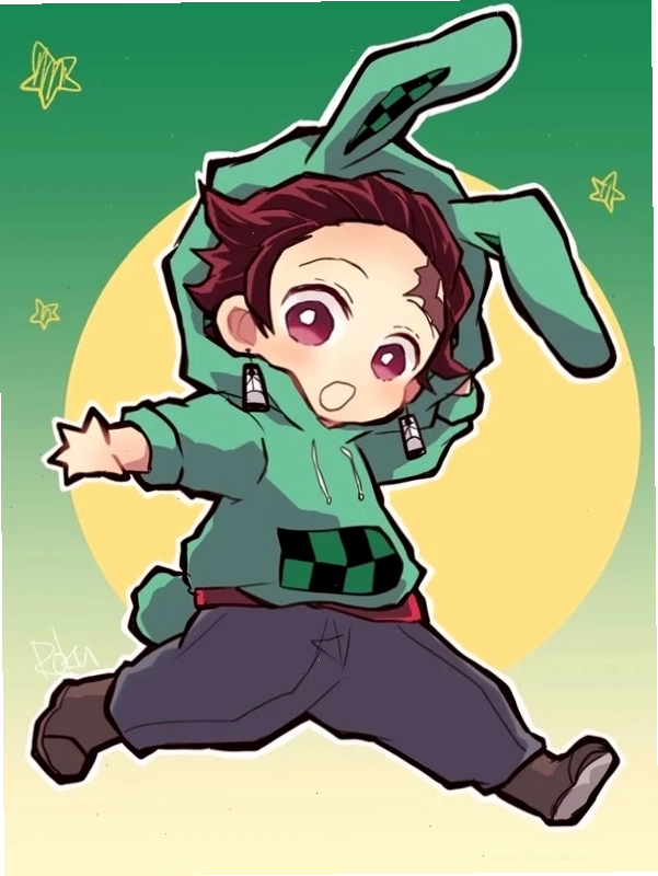 Ảnh Tanjiro Chibi cute với nụ cười rạng rỡ
