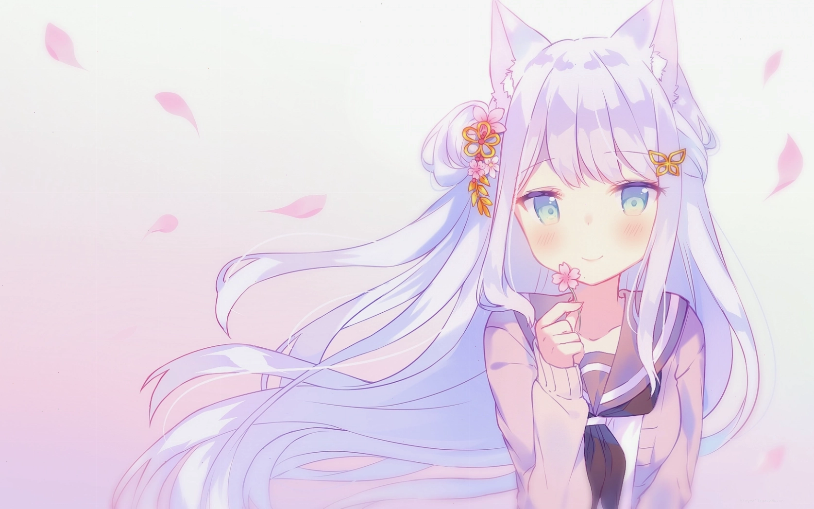 Anime cat girl đáng yêu trong trang phục dễ thương
