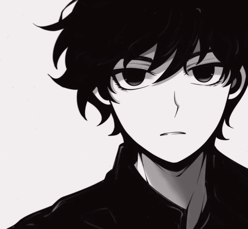 Anime nam lạnh lùng với phong cách ảnh đen trắng