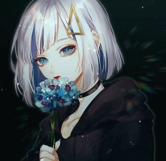 Avatar anime nữ phong cách cyberpunk với ánh mắt laser và trang phục công nghệ