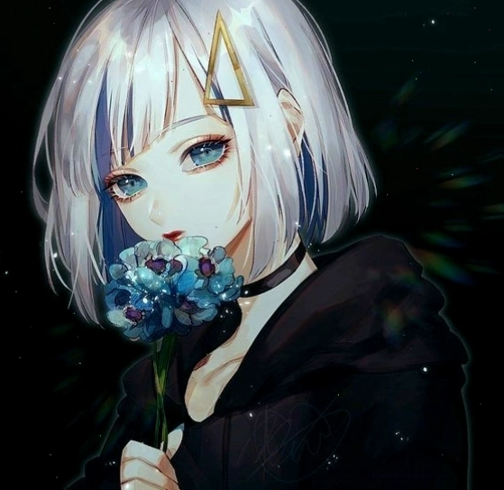 Avatar anime nữ với mái tóc dài và hiệu ứng ánh sáng rực rỡ