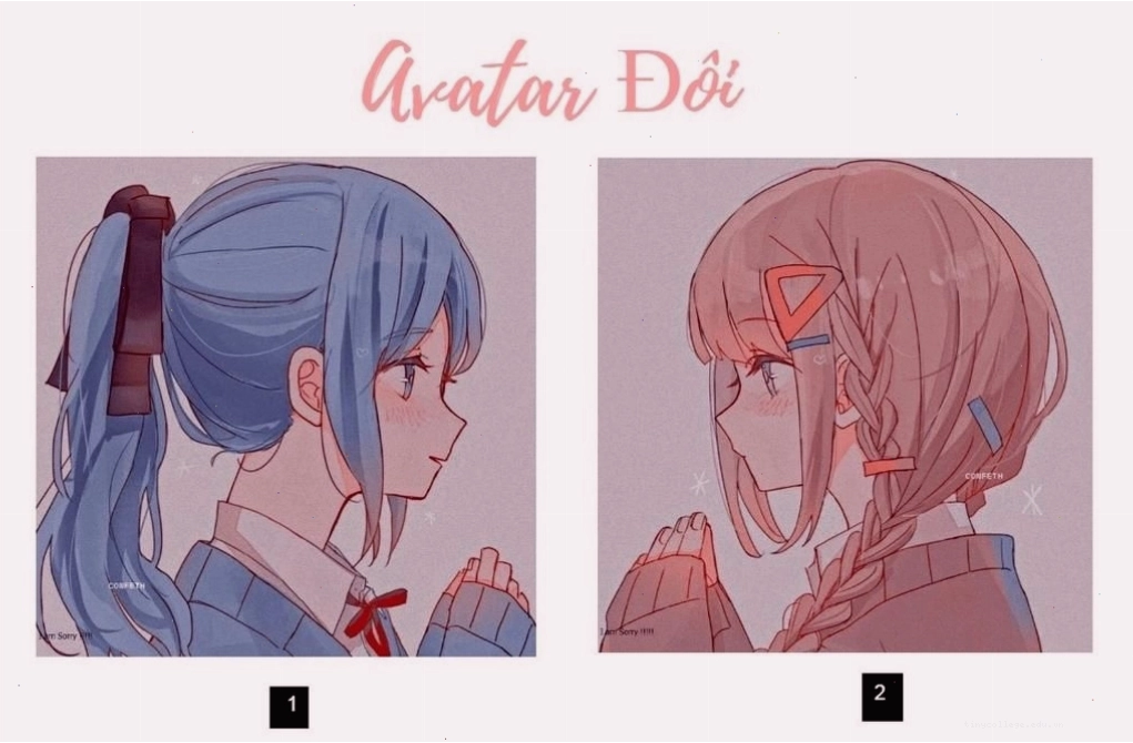 Avatar đôi dễ thương cho hai người nữ phong cách chibi
