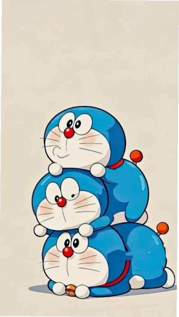 Ba hình ảnh Doraemon xếp chồng lên nhau độc đáo