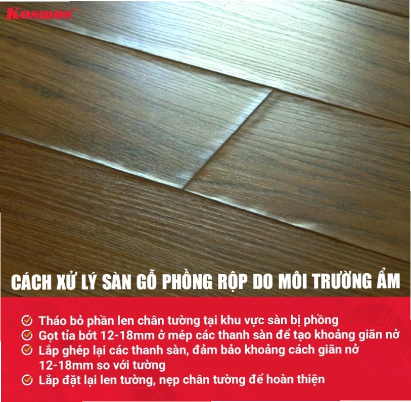 Cách xử lý sàn gỗ bị phồng do môi trường ẩm