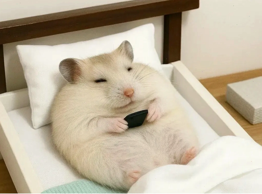 Chú chuột hamster với biểu cảm suy tư, hài hước