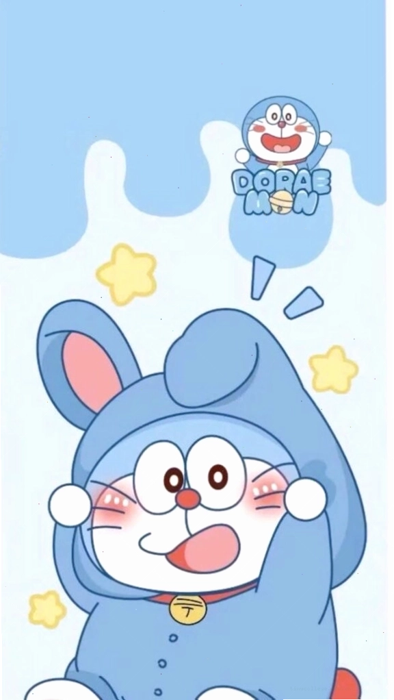 Doraemon chibi đội mũ tai thỏ cực kỳ dễ thương