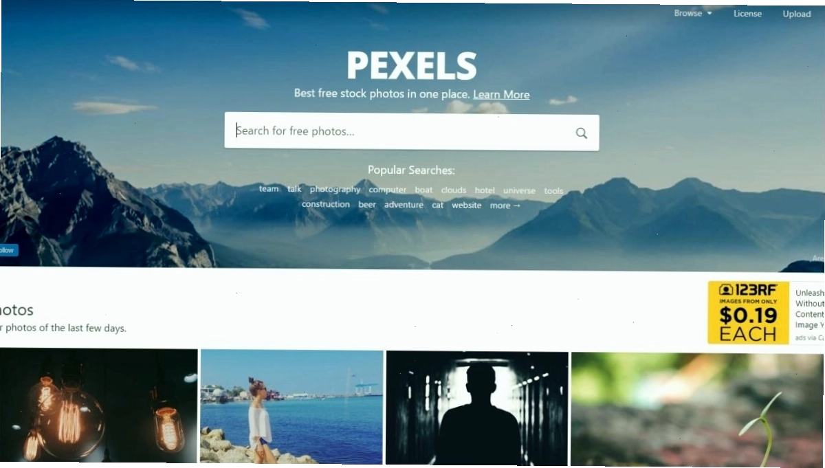 Giao diện trang web Pexels với nhiều ảnh anime đẹp