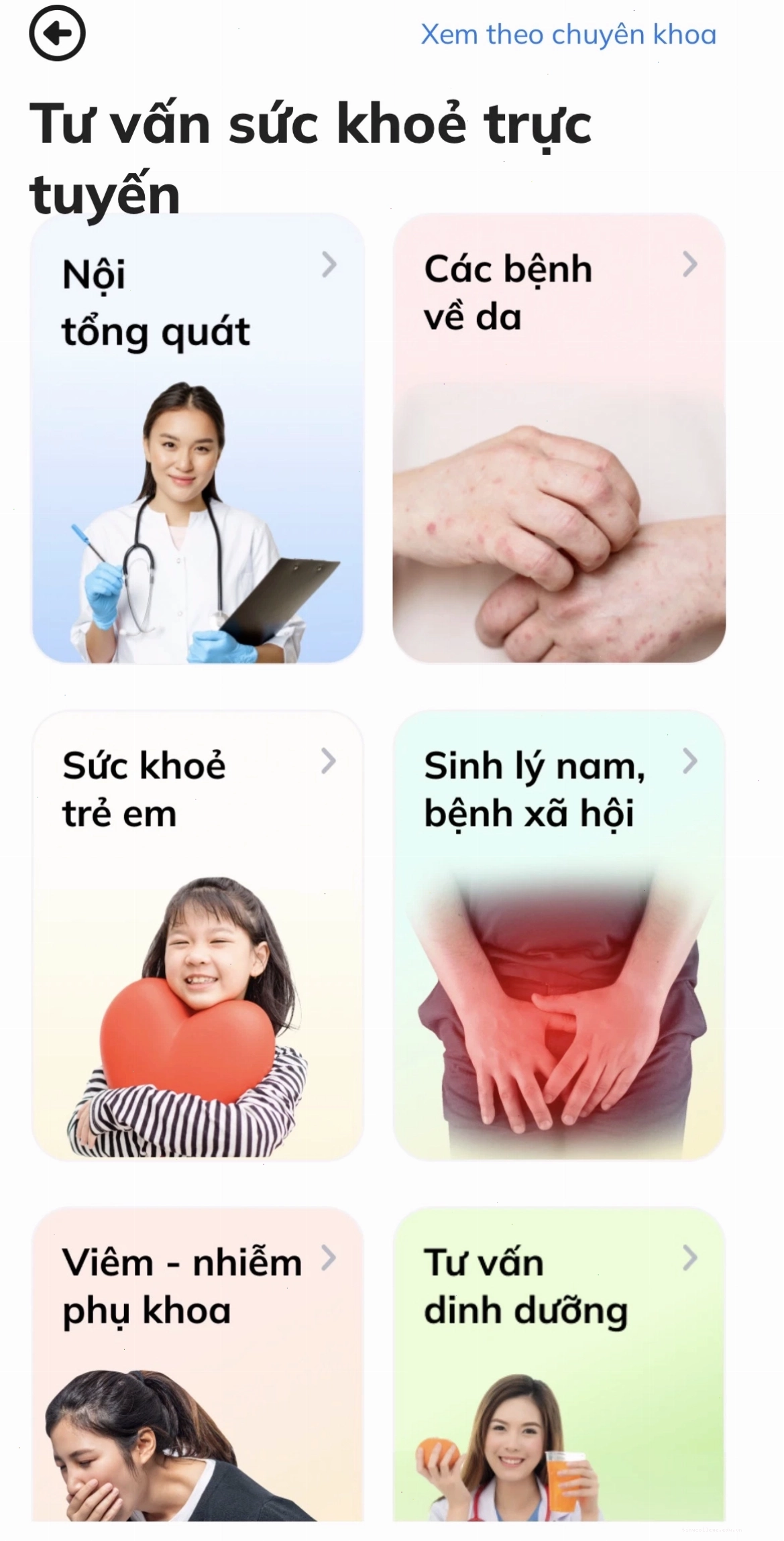 Giao diện ứng dụng Youmed tư vấn sức khỏe