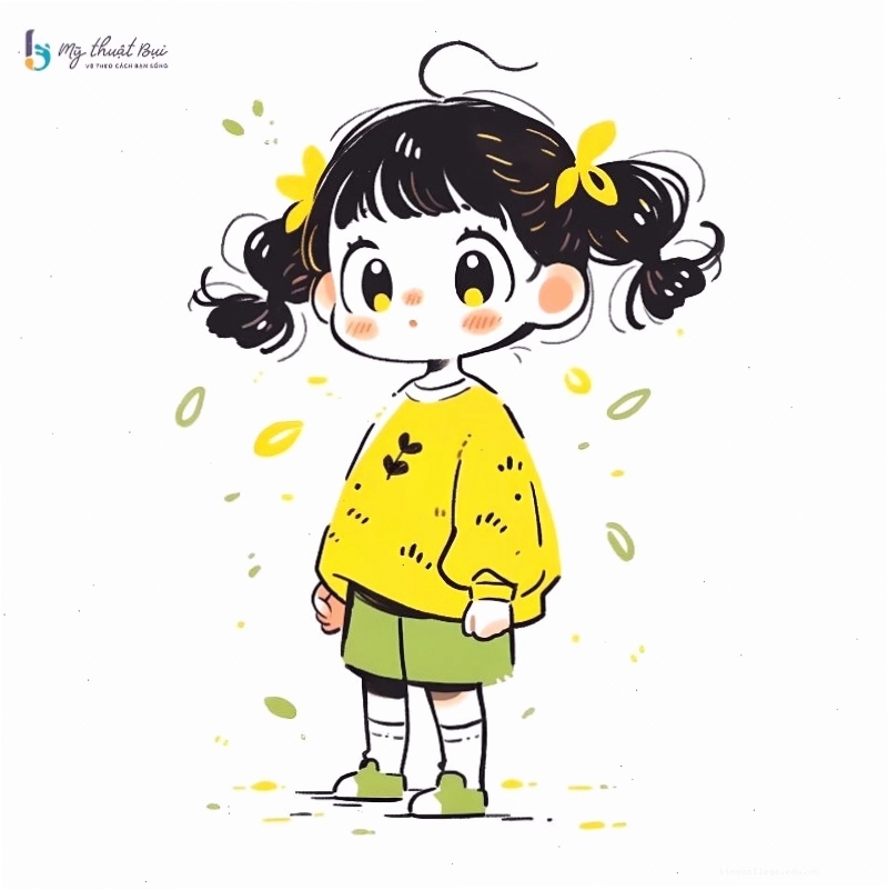 Hình ảnh anime chibi girl với đôi mắt to tròn và má hồng đáng yêu