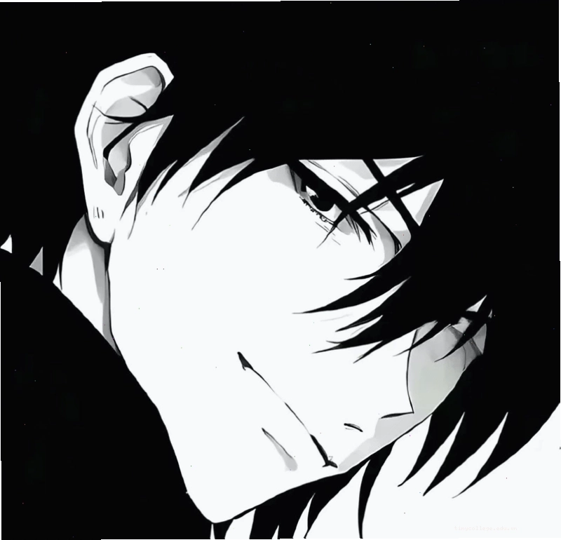 Hình ảnh anime nam ngầu đen trắng với nét đẹp nghệ thuật