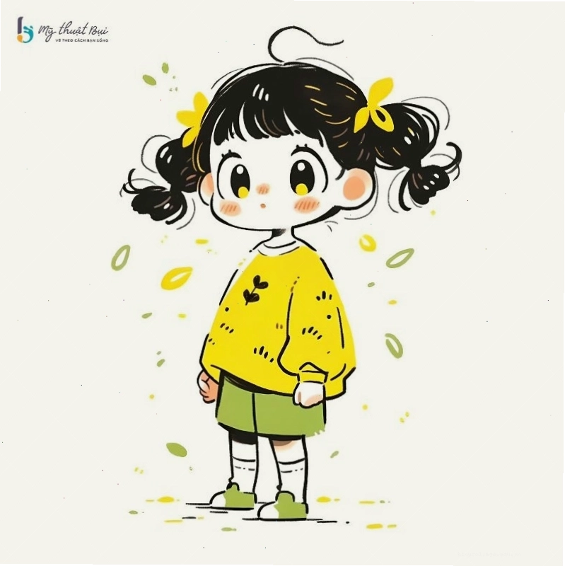 Hình ảnh chibi nữ ngầu với phong cách đơn giản, tập trung vào biểu cảm