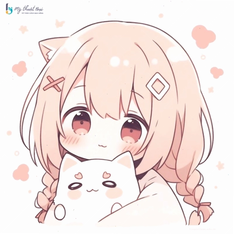 Hình ảnh chibi nữ ngầu với tông màu đen chủ đạo và phụ kiện cá tính