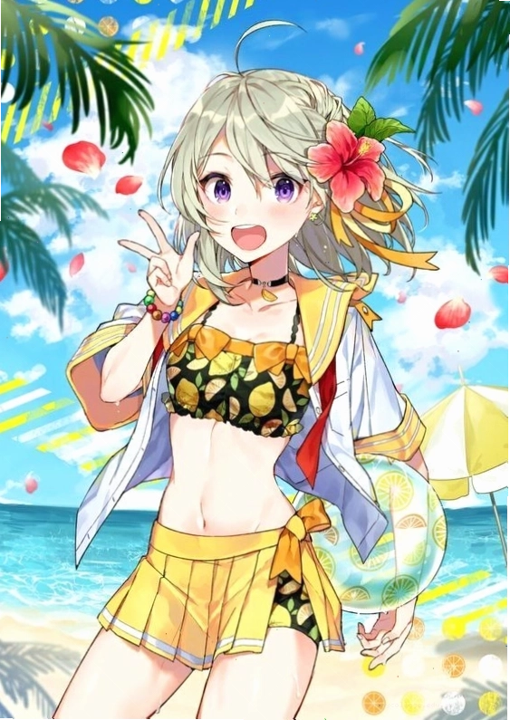 Hình ảnh gái xinh anime mặc bikini với phong cách dễ thương