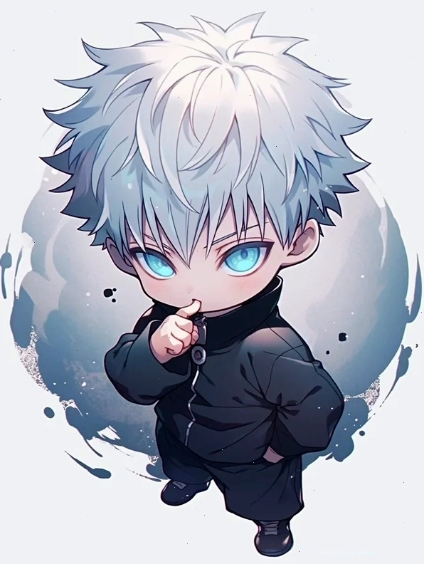 Hình ảnh Gojo 4k chibi với biểu cảm tinh nghịch
