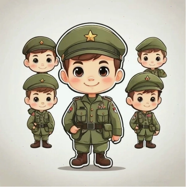 Hình chibi chú bộ đội đơn giản, dễ thương
