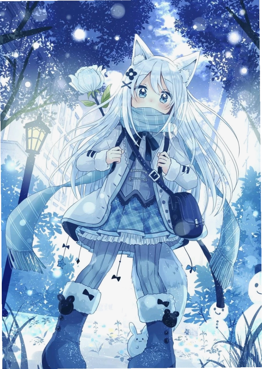 Hình nền anime cat girl với phong cách vẽ độc đáo