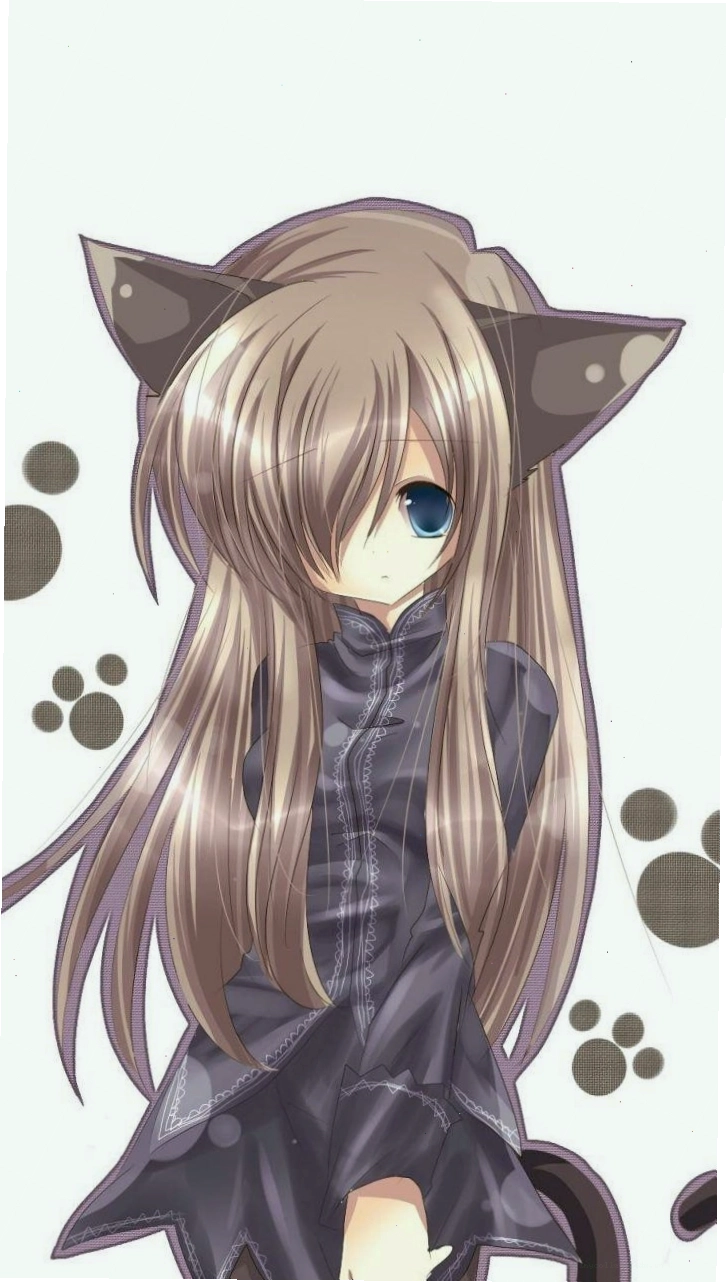 Hình nền anime dễ thương với cô gái mèo