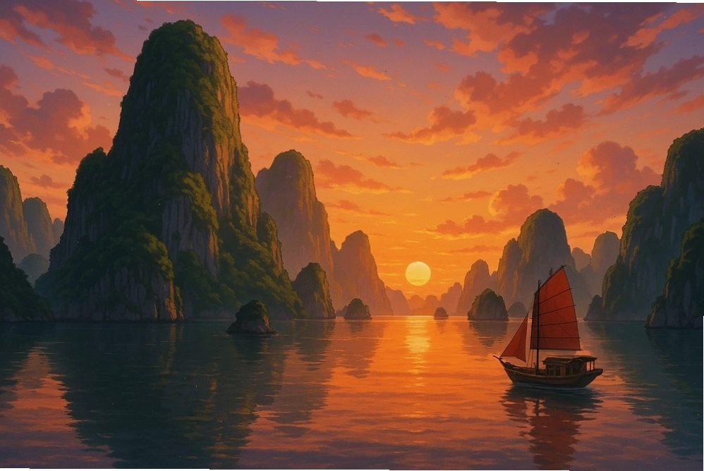 Hình nền anime phong cảnh Việt Nam hùng vĩ
