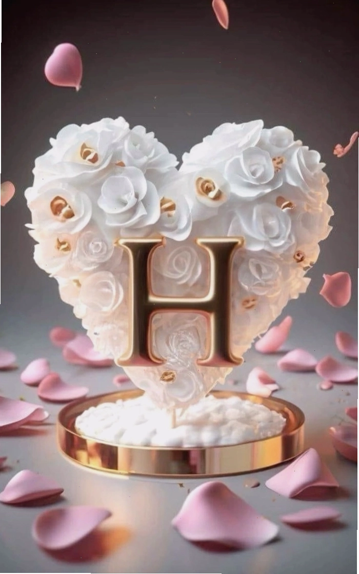 Hình nền chữ H cute với tông màu hồng pastel và hiệu ứng lấp lánh