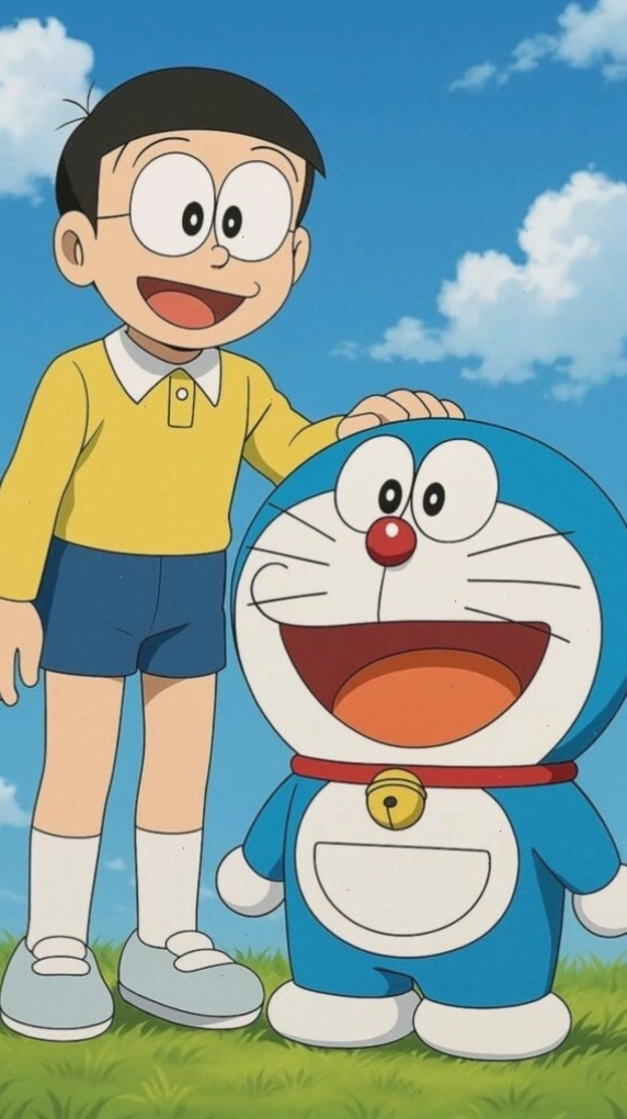 Hình nền Doraemon và Nobita 3D tình bạn thân thiết