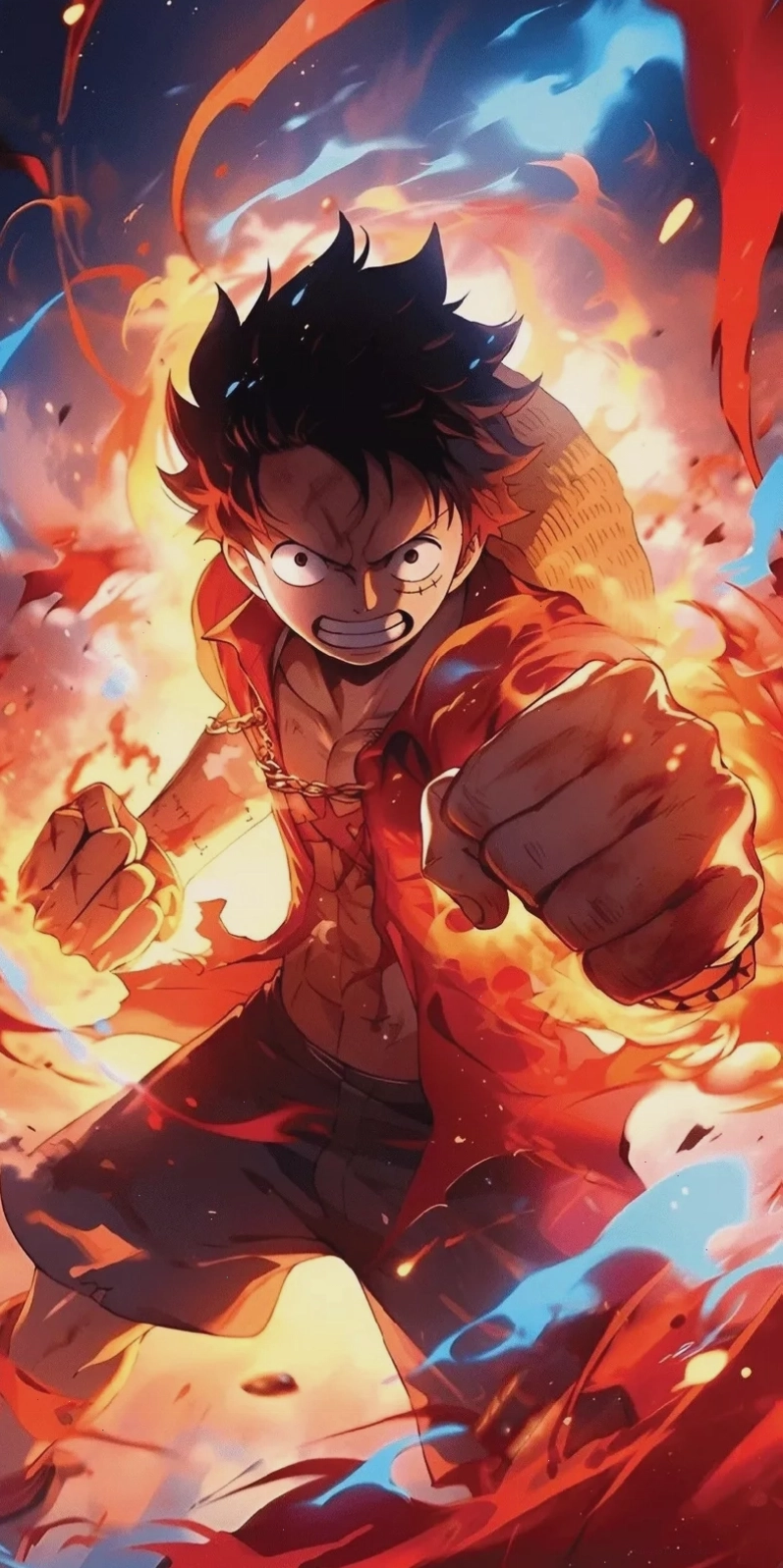Hình nền Luffy Gear 5 và bầu trời