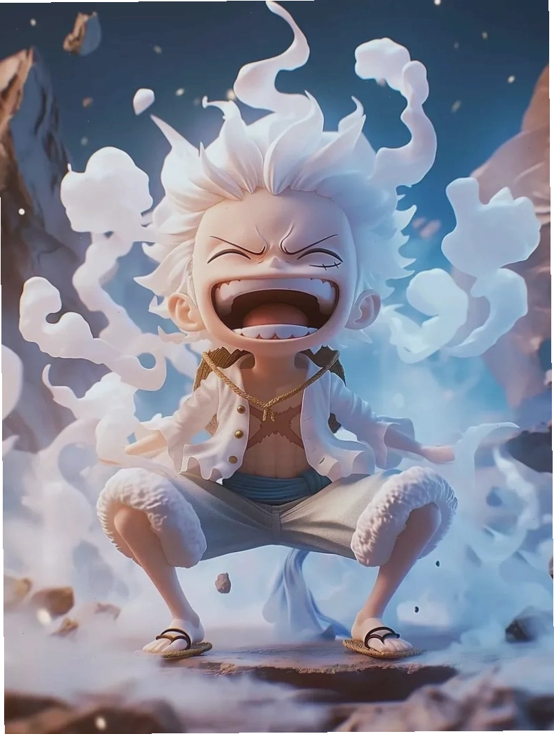 Hình nền Luffy Gear 5 với hiệu ứng màu sắc rực rỡ