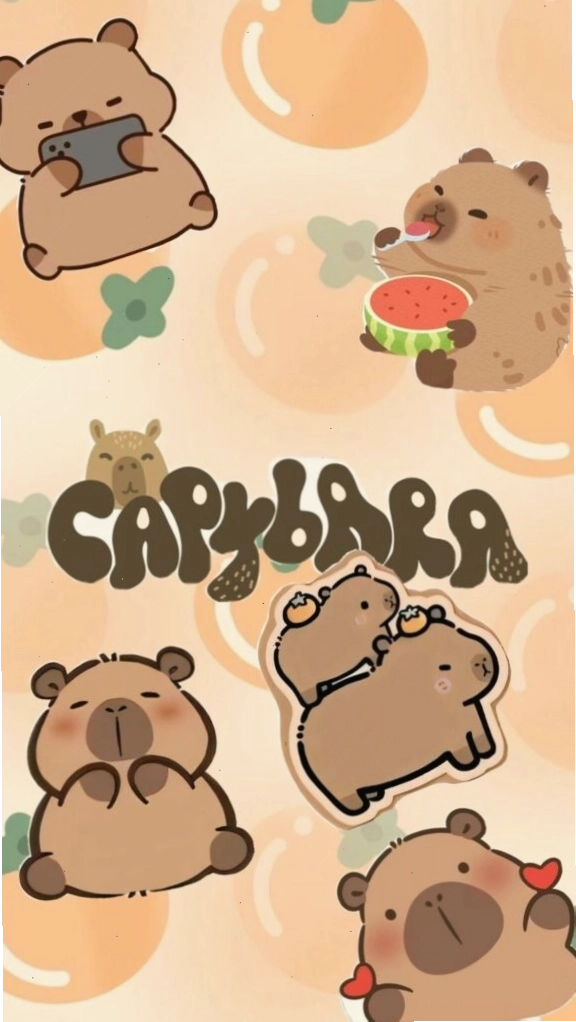 Hình nền máy tính meme capybara lạc giữa vườn cam