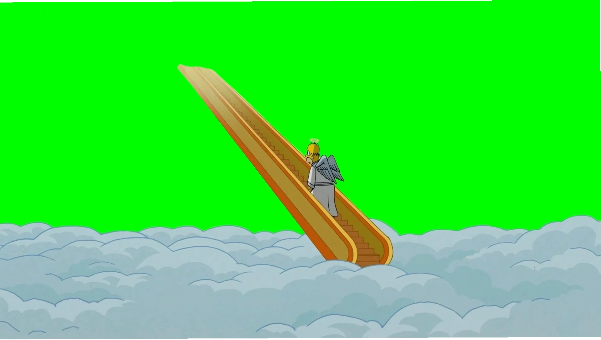 Homer Simpson Heaven Hell Staircase meme V2 - The Simpsons (Green Screen)
