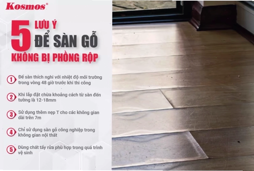 Lưu ý để sàn gỗ không bị phồng rộp