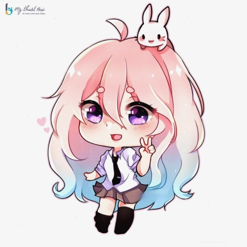 Nhân vật anime chibi cô gái với trang phục mùa hè năng động