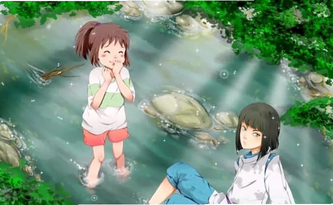 Nhân vật anime trong khung cảnh thiên nhiên tươi đẹp