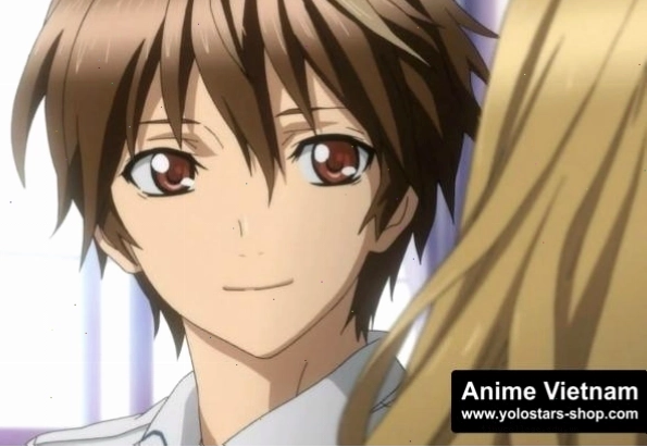 Nhân vật nam anime với nụ cười tươi tắn và ánh mắt biết nói