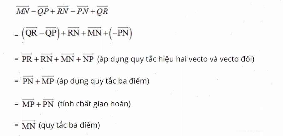 Quy tắc trừ vecto với điểm gốc chung