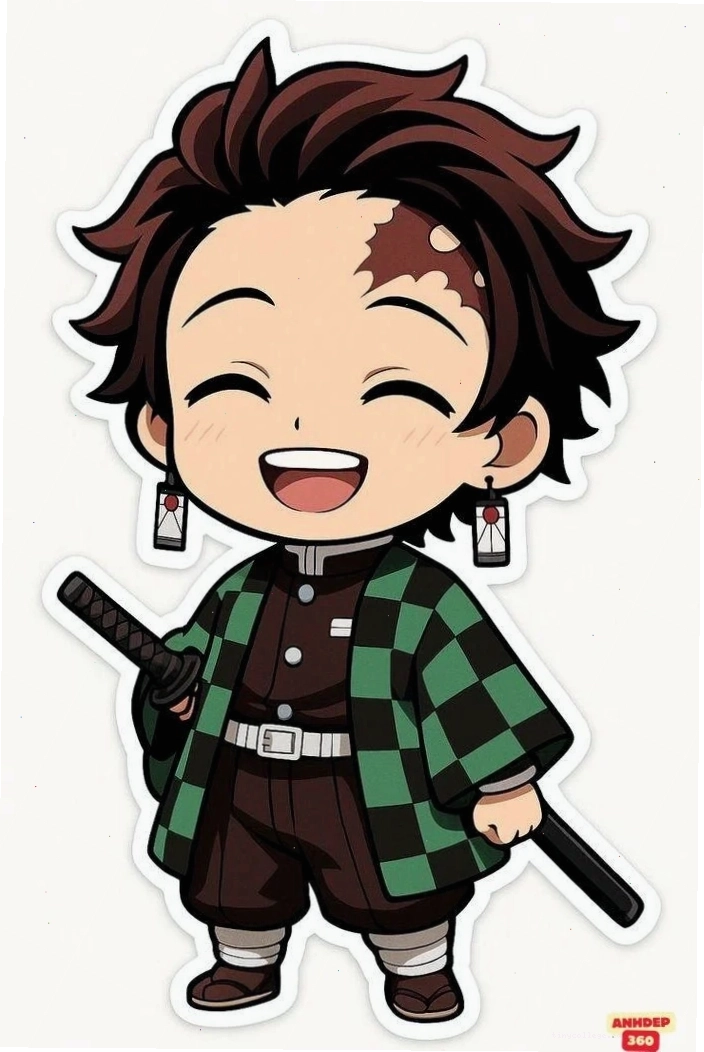 Tanjiro Chibi trong trang phục Thợ Săn Quỷ